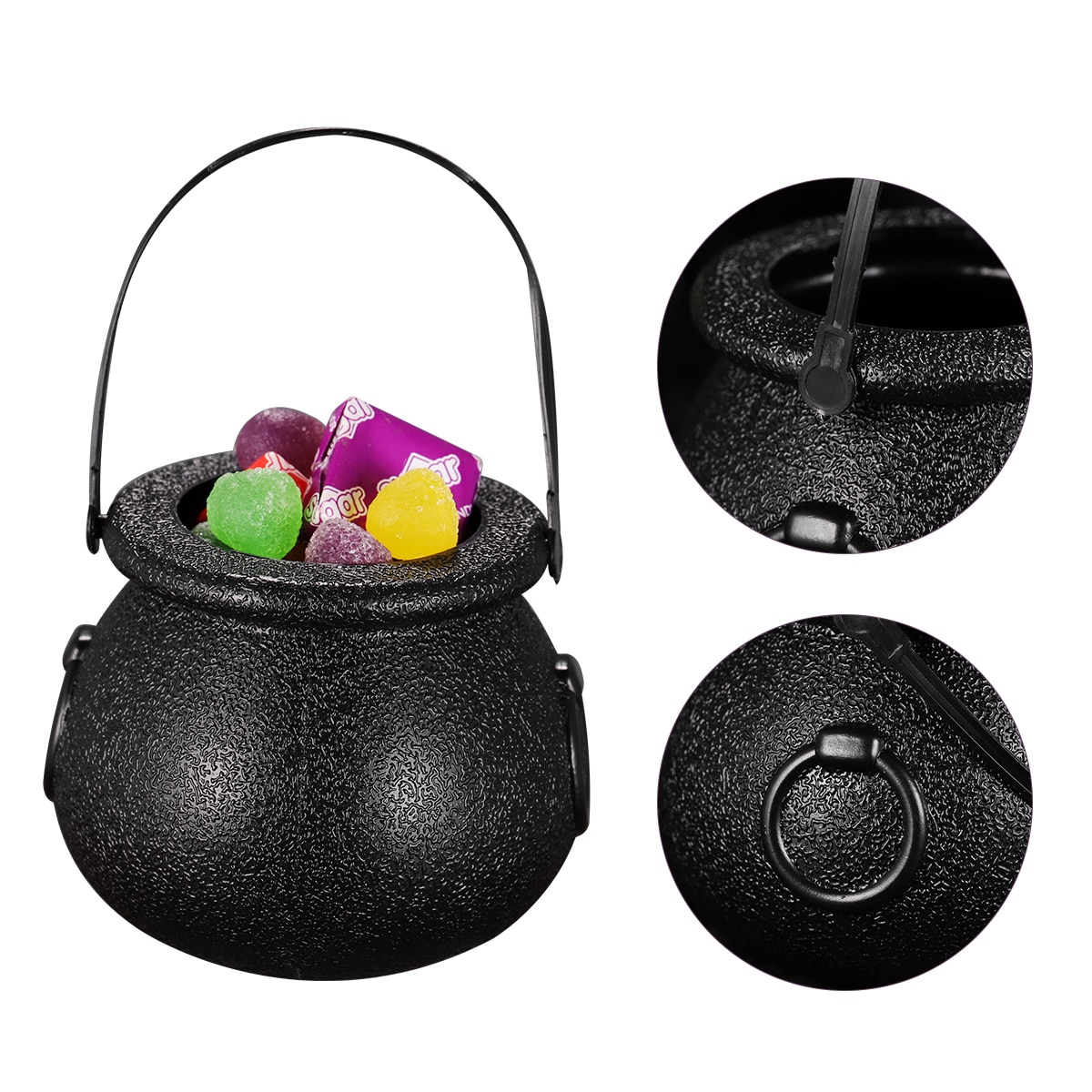 BESTOYARD 10pcs 5x7cm Halloween Candy Bucket Witchs Cauldron Trick or Treat Candy Pail Holder Black