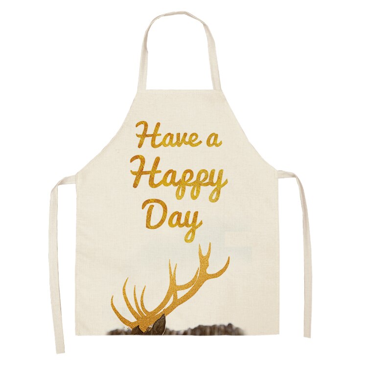 Hertenletter geometrische keukenschorten voor vrouwen katoenen linnen slabbetjes huishoudelijke schoonmaakschort thuis kookschort 53*65cm wql 0197: 2wq- wql 0191-17