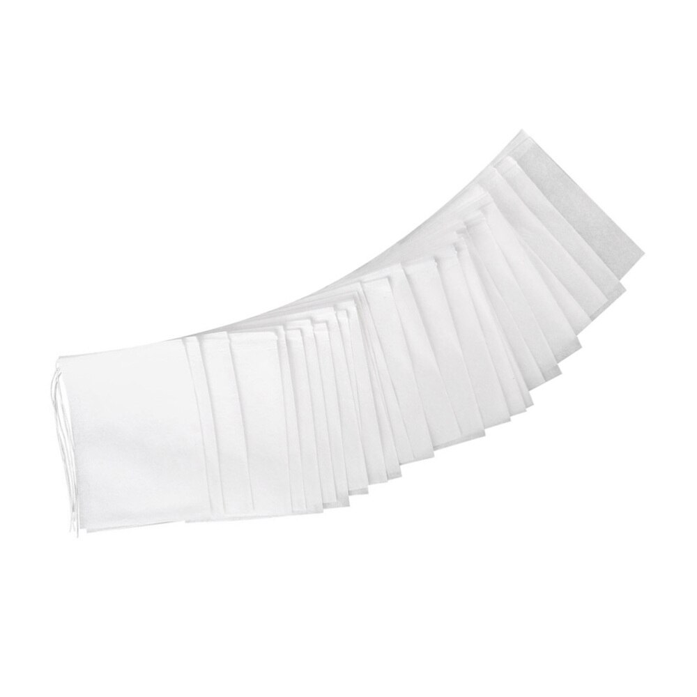 Ounona 200 pces drawstring saco de chá filtro de papel vazio saquinho de chá sacos para folhas soltas chá em pó ervas (branco): White 1