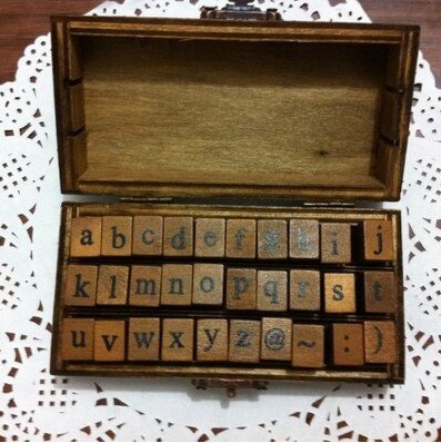 Anglais Cursive Digital Wooden AlPhaBet Seal Set Standardized Rubber Stamps English Letter Stamp Craft Supplies for Card Making: 30 lower