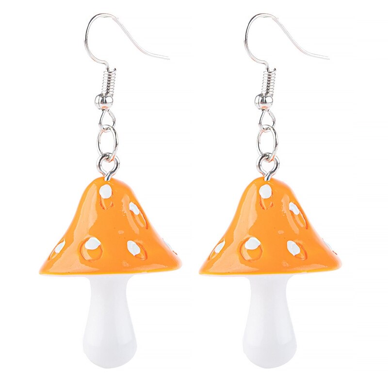 Acryl Paddestoel Lange Hanger Oorbellen Oorbellen Voor Meisjes Vrouwen Kinderen Mooie Sieraden: Orange