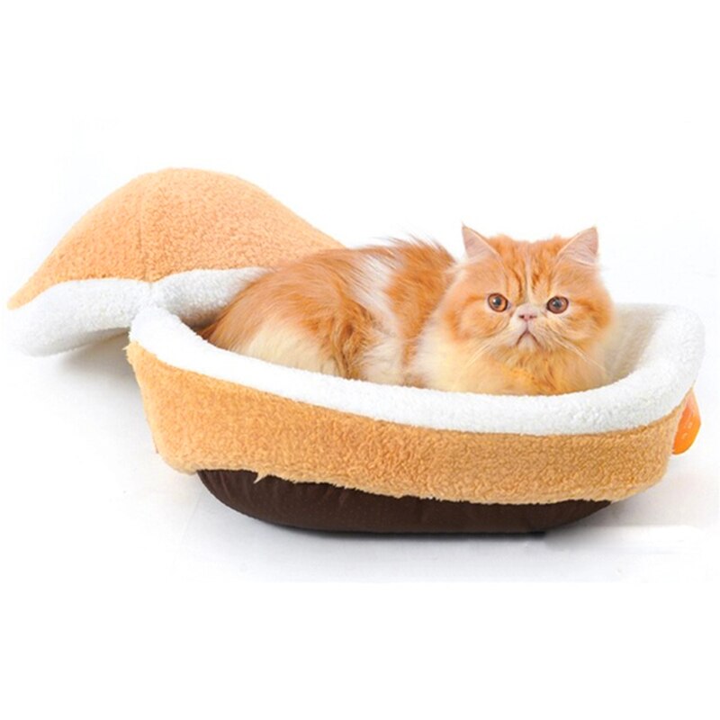 Sac de couchage pour chat, canapés, coussin pour chien, Hamburger, court, en peluche pour petit lit, , pour chiot, coussin pour nid, produits pour animaux domestiques