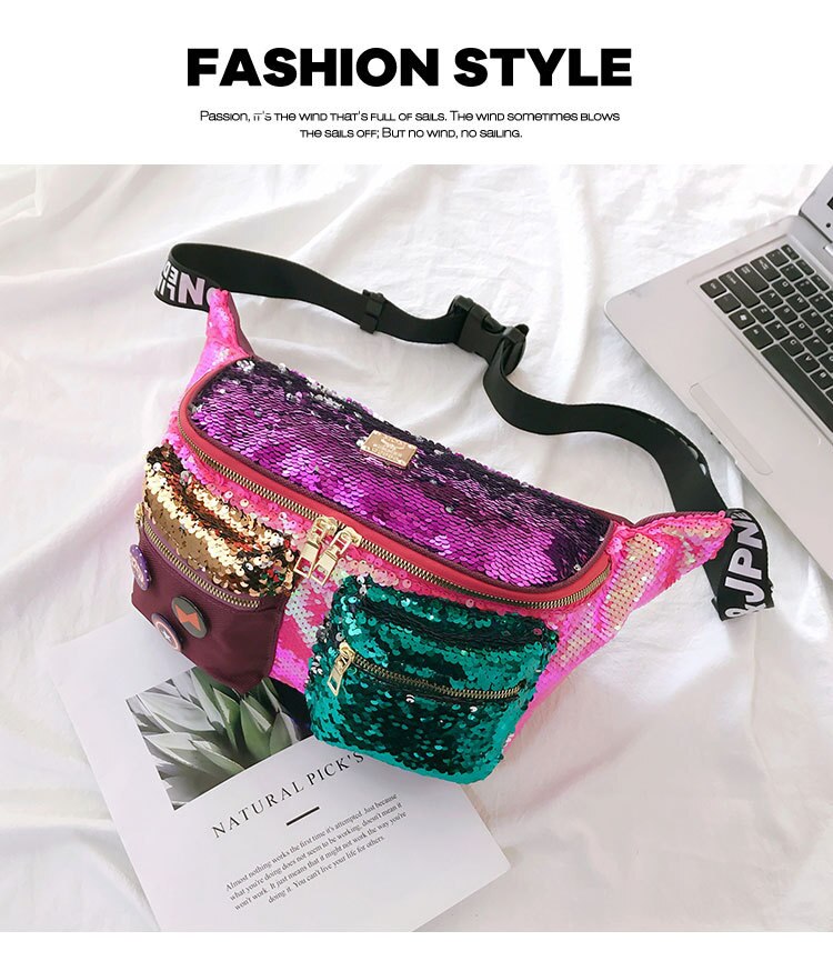 Vrouwen Regenboog Lovertjes Cross Body Sport Reistas Cross Schouder Borst Pakken Taille Packs Kleine Heuptas Fanny Packs hip Bag: 2