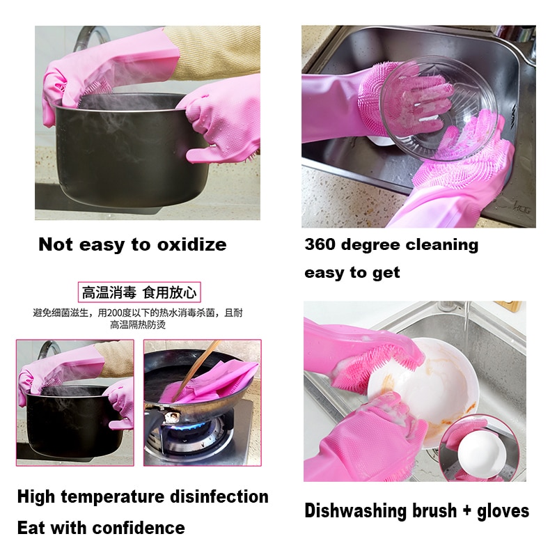 Gants magiques de nettoyage en Silicone, 2 pièces, gants de nettoyage multifonctions, pour la cuisine, la voiture, la vaisselle, l'éponge,