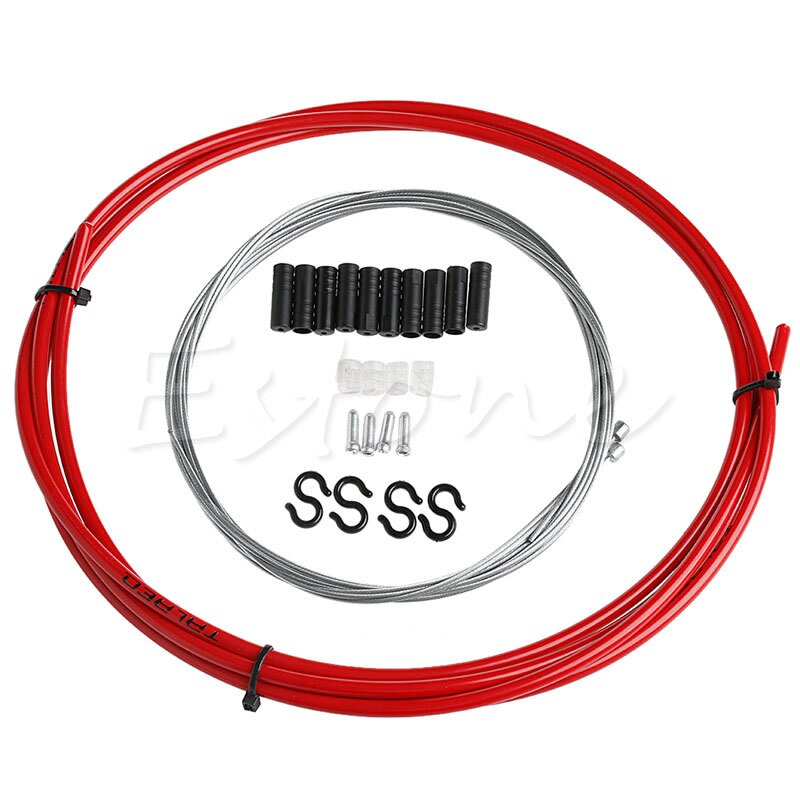 2.5m Bike Bicycle Front Rear Inner Outer Wire Brake Gear Shifter Cable Housing Kit: Red