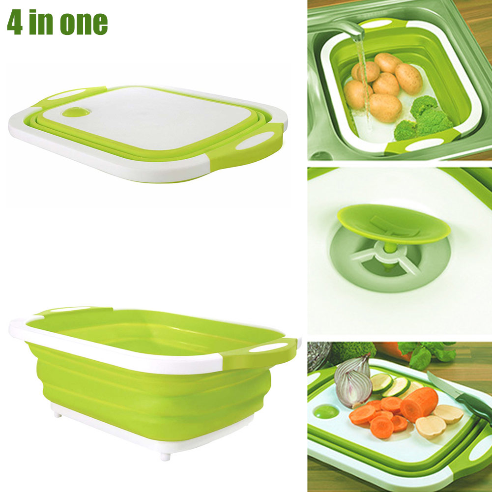 4 In 1 Opvouwbare Afvoer Mand Multifunctionele Board Tool Voor Keuken Fruit Groente Wxv