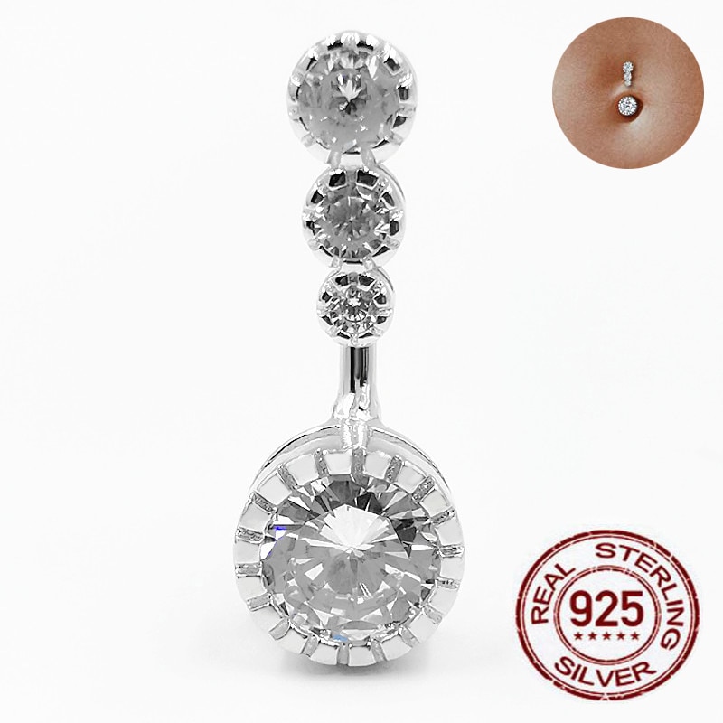 925 sterling sølv navle piercing ring cubic zircon bell button ring body smykker til wmen smykker