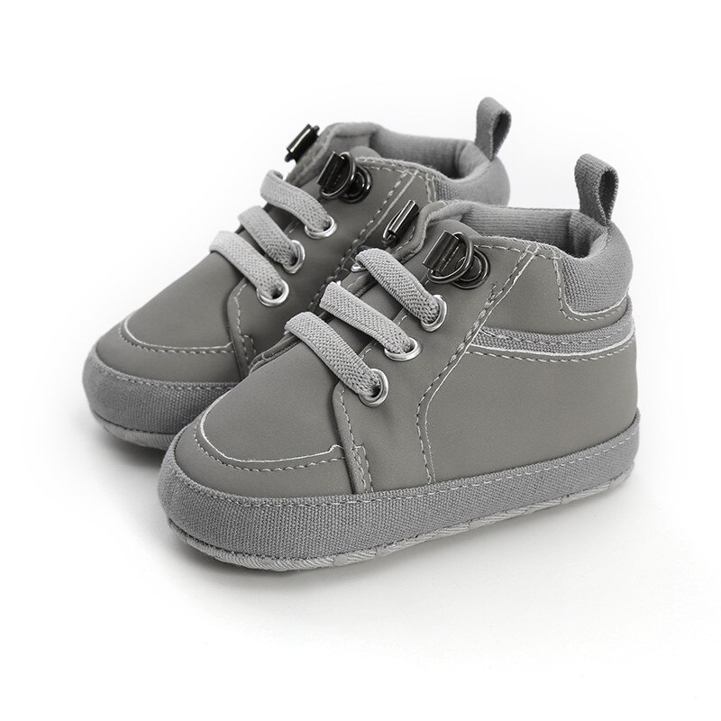 Canis toddler spädbarn baby unisex pojkar flickor mockasin läderskor barn mjuk sula spjälsäng skor vardagsskor solid vår höst: Grå / 0-6 månader
