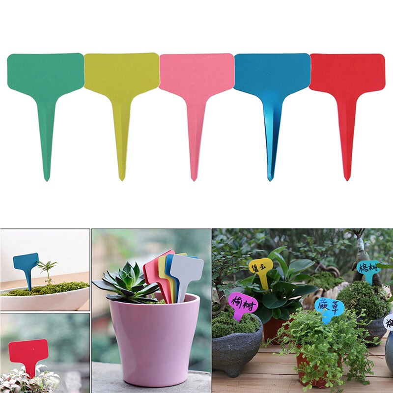 50pcs T-shaped Plant Labels Tags Markers Garden Nursery Herbs Seedings Flowers Colorful Waterproof Plastic Lables Tags Sign
