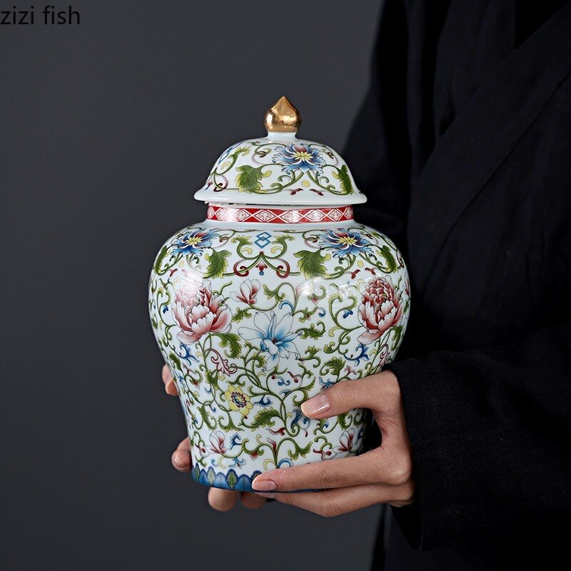 Recipiente grande de cerámica para almacenamiento de té, recipiente sellado para guardar alimentos, tarro decorativo para dulces, caja de té