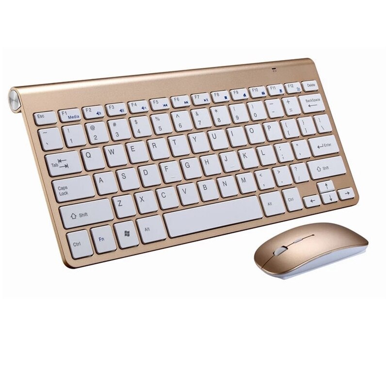Wireless mini keyboard and mouse set 78 buttons Laptop and desktop computers gold color AF068: gold