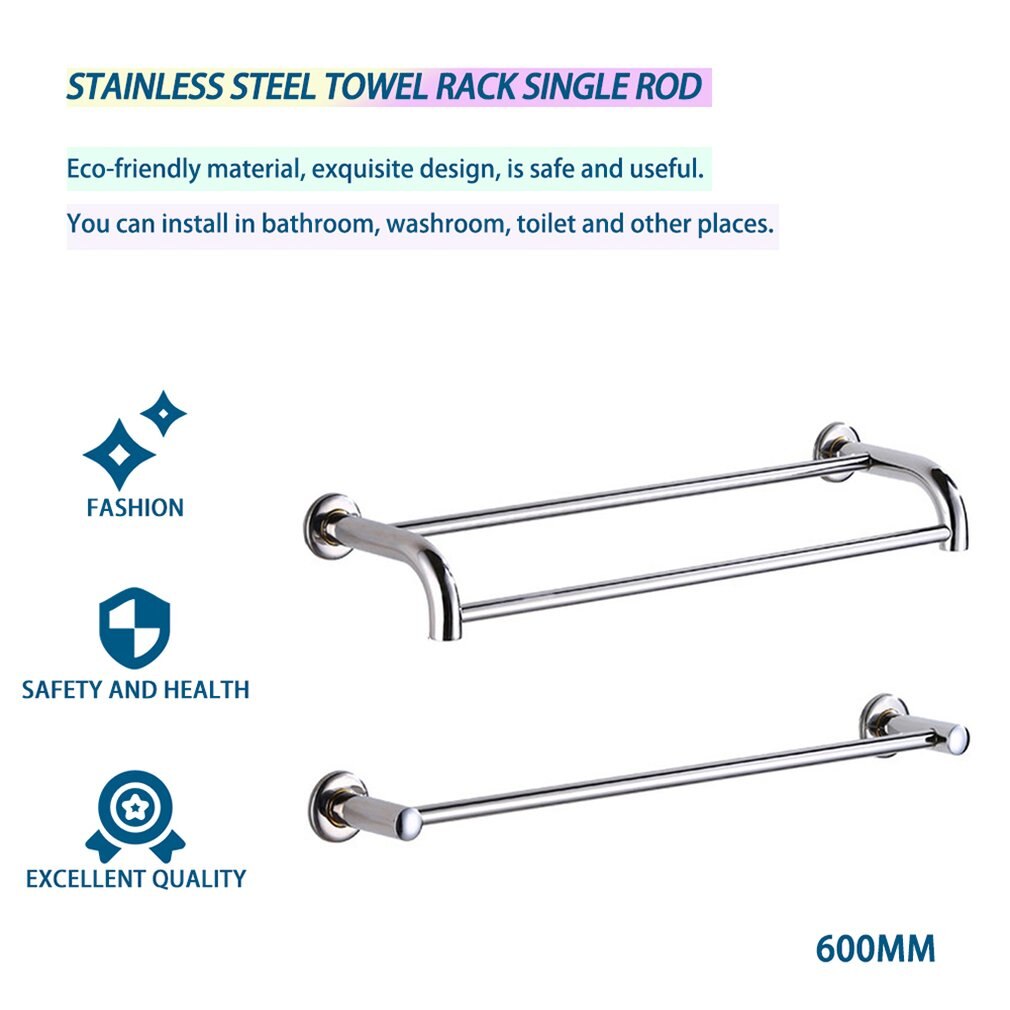 Toallero de acero inoxidable antióxido 40 cm/50 cm/60 cm/70 cm/80 cm barra multifuncional inodoro baño Baño estante de almacenamiento