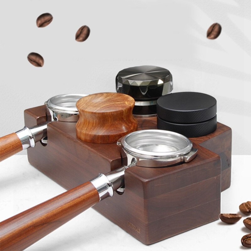 Walnut Wood Espresso Distributor Mat Coffee Tamper Stand Support Base Rack Coffee Filter Holder Coffee Machine Handle