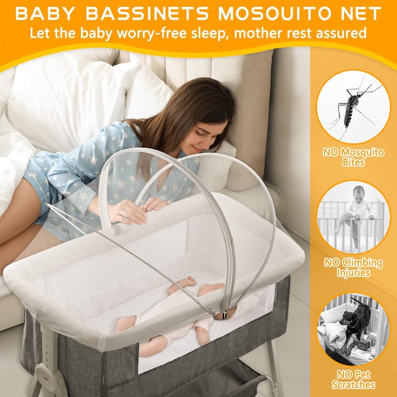 Bassinet Cover Mosquito Net Cover Bassinet Bedside Sleeper Travel Crib To Keep Cats Baby Out Breathable Stroller Net with Zipper