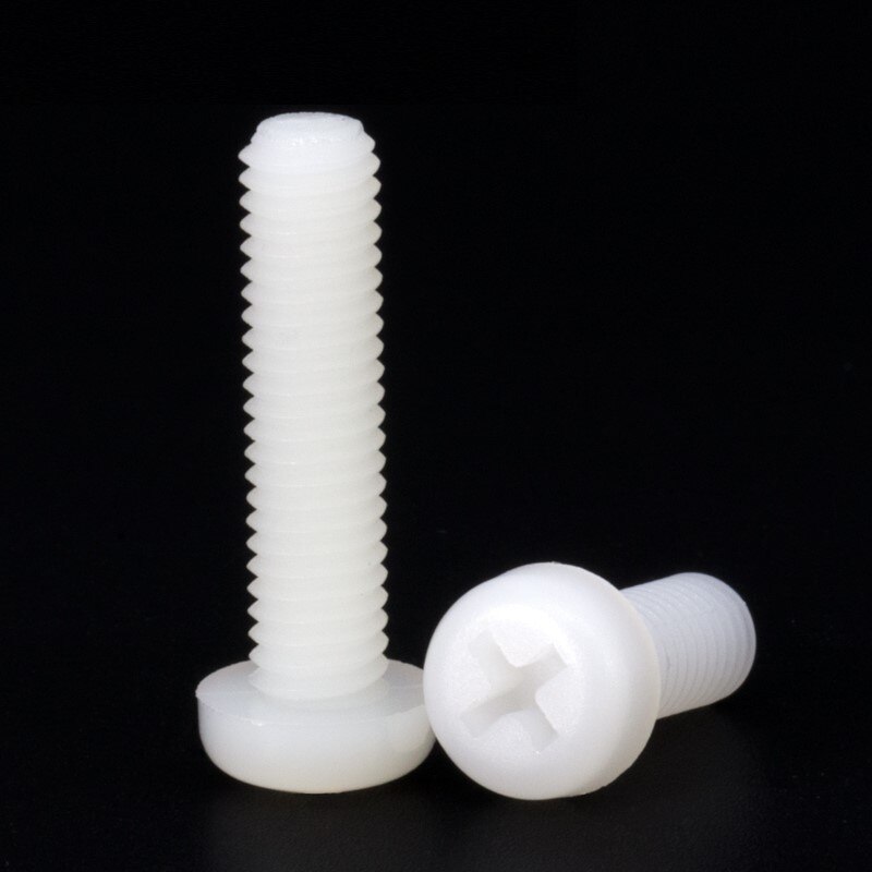 Vis à tête cylindrique Phillips en Nylon blanc, 5mm, M5 x 8 10 12 15 25 30 35 40 50mm, croix en plastique, boulons à tête ronde encastrés