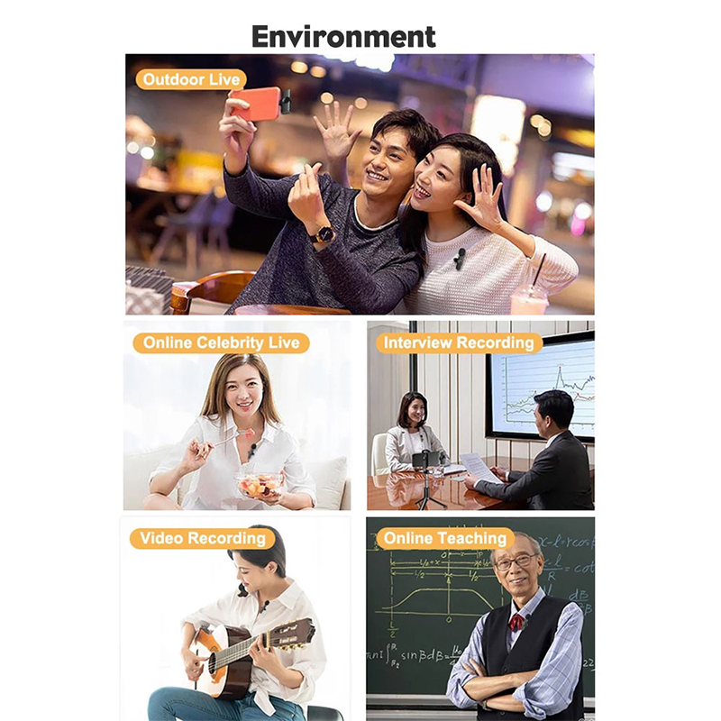 Wireless Lavalier Microphone Portable Audio Video Recording Mic For IPhone Android Live Game Mobile Phone