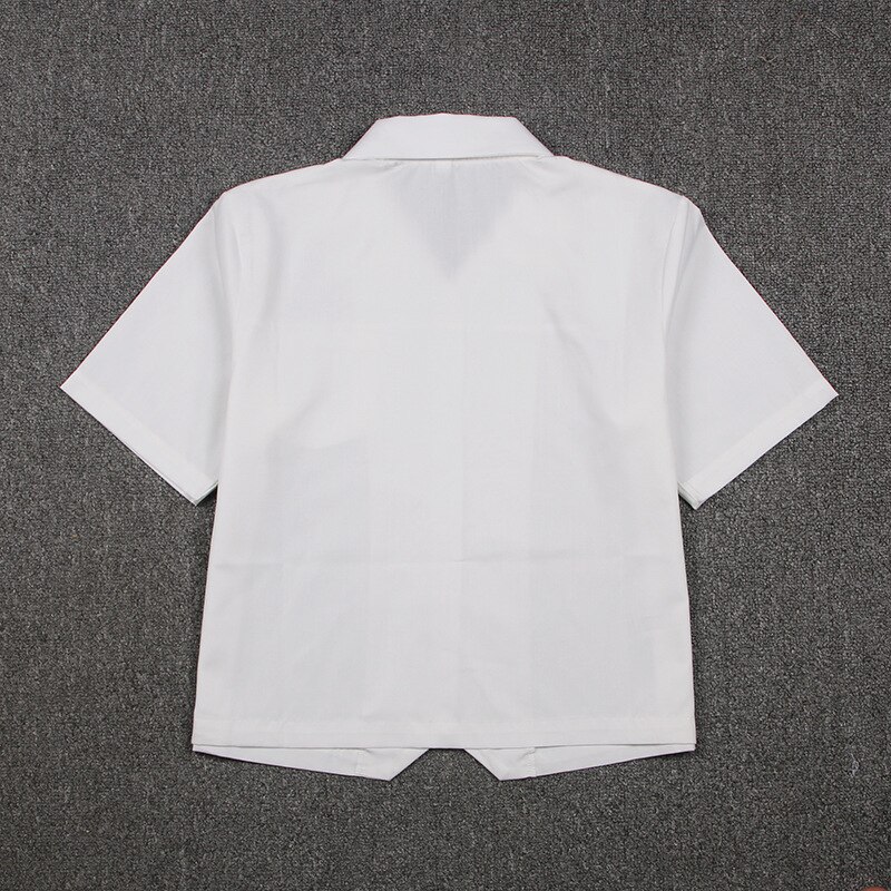 Japanese School Dress Tops Basic JK Uniform Pointed Collar Front Half Fold Shirt White Black Short Sleeve Girls Student Shirt