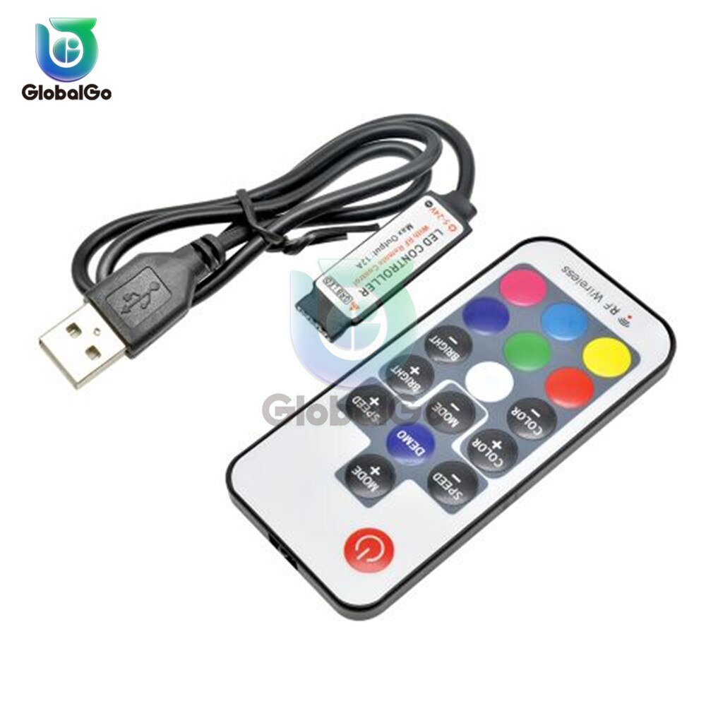 Rgb -17 led-strip licht flexibele lint led-lichtstrip rgb-tape diode  dc 5v afstandsbedieningsadapter