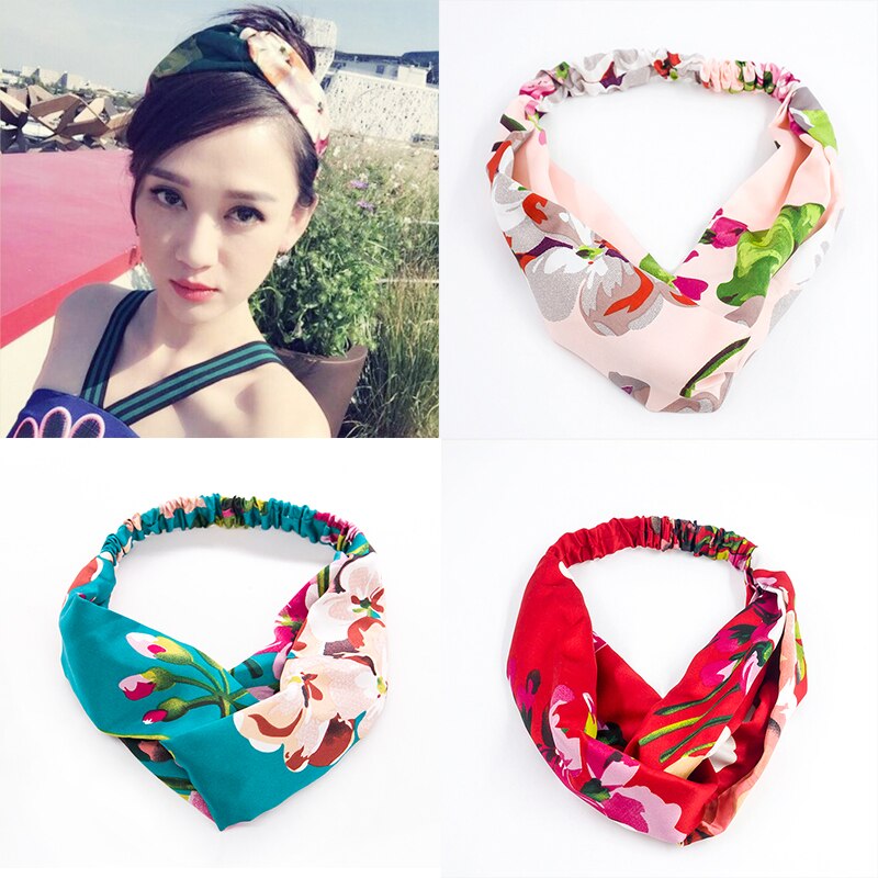 1pc retro kors turban bandasje bandanas hårbånd bohemiske hårbånd print pannebånd hår tilbehør hodepakke for gravide kvinner