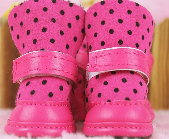 anti-slip winter warm Dog boots waterproof Elastic Dot pet cat Shoes for Small dogs Teddy Puppy soft bottom