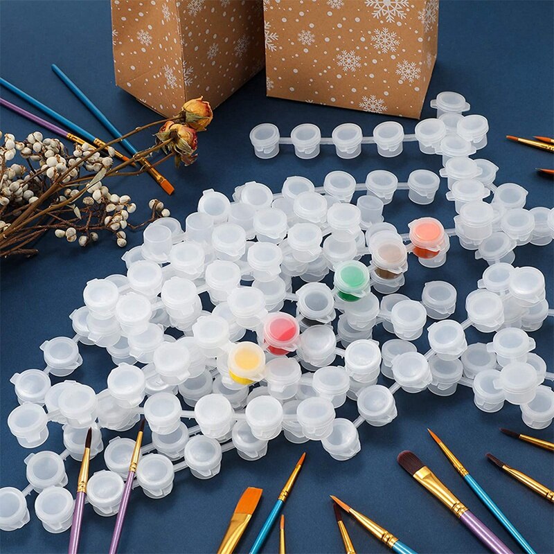 50 lege verfstrips verfbekers/potjes transparante opbergverfcontainers mini verfbekertje/potje 3ml/ 0.1 oz