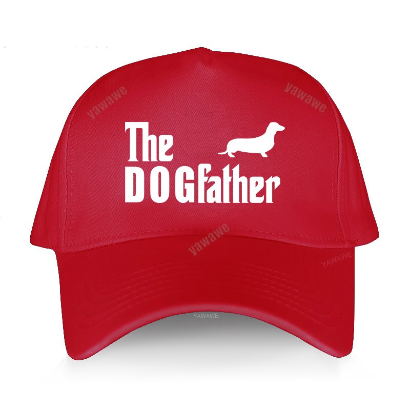 Dachshund Sausage Dog The Dogfather Funny Baseball cap Men Summer Casual Dad hat Unisex adjustable hip hop caps: red