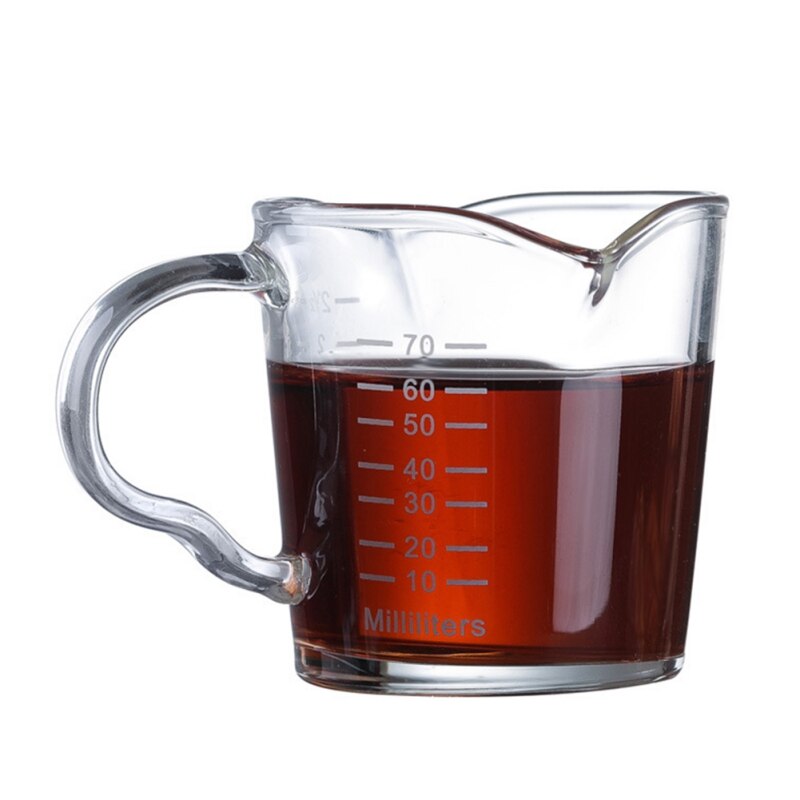 ZL-vaso de leche pequeño de 70ml, vaso medidor de vidrio resistente al calor, para Espresso, con onzas de doble boquilla, P1: Default Title