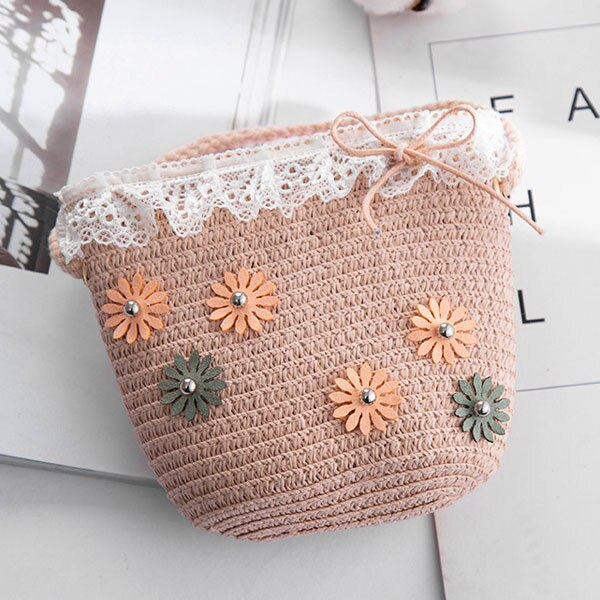 Zomer Rits Portemonnee Handgemaakte Stro Tassen Kinderen Mini Schoudertas Meisjes Handtassen Kinderen Leuke Strand Cross Body tas: C-4