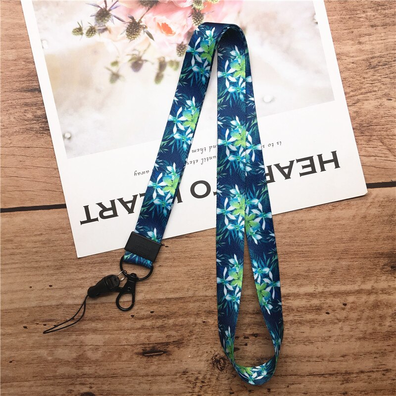 Correa para el cuello cordón para llaves de flores, portallaves con etiqueta de nombre USB, cuerda para colgar, Lariat multifunción