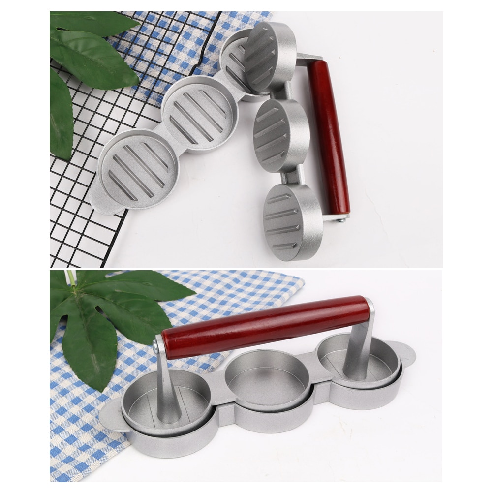 Mini hamburgerpressar nonstick 3 fack små hamburgerbiffar press trippelbiff hamburgare formmaskin kött kök köksredskap