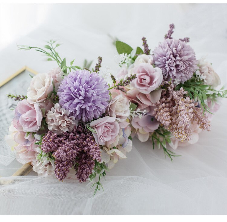 1 bunch Artificial flowers Ball chrysanthemum lavender roses for Home decoration Wedding Diy Holding flowers Indoor furnishings