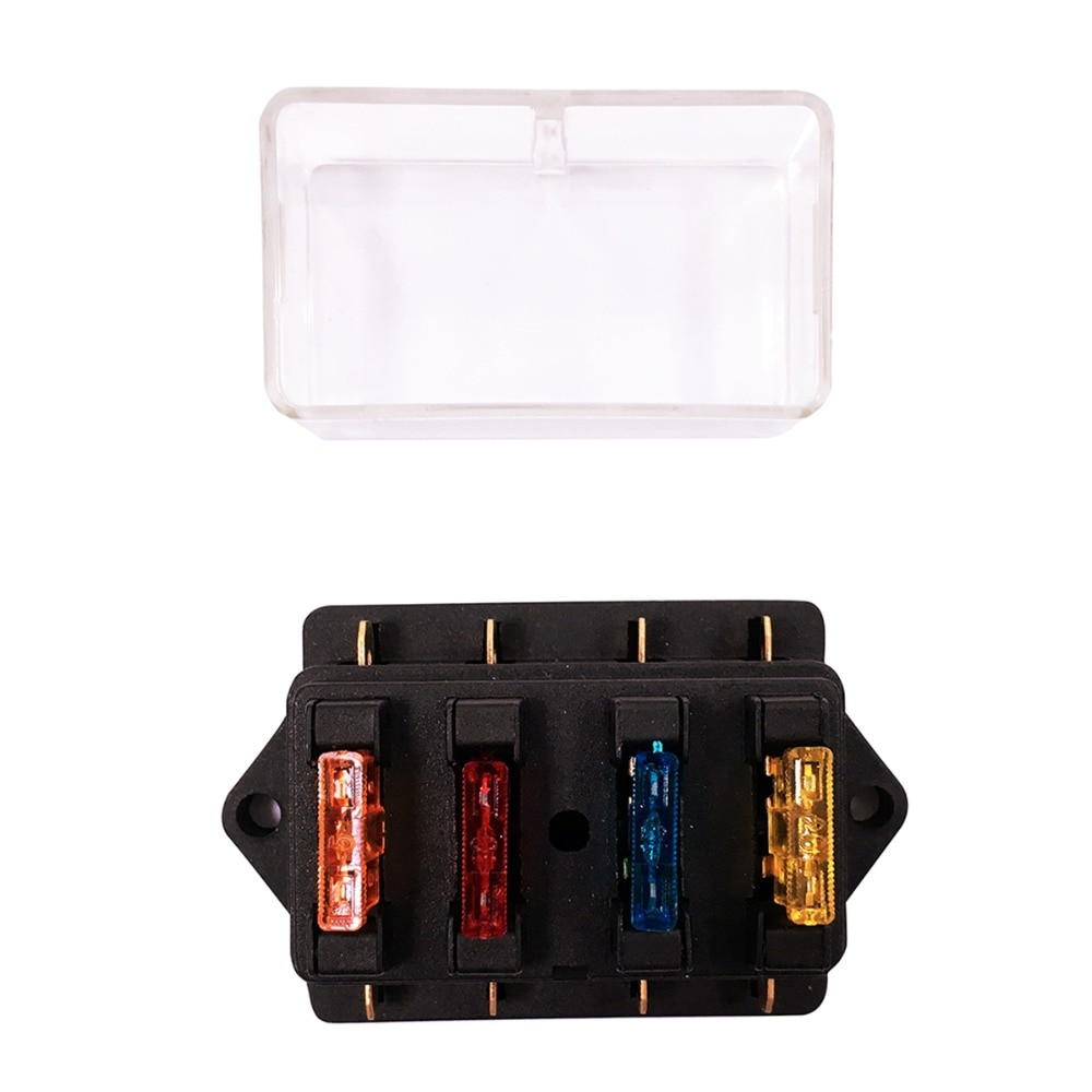 Fuse Holder Box 4Way Car Vehicle Circuit Automotive Blade Fuse Box With 5A 10A 15A 20A Fuse for Auto Car Boat Marine Trike