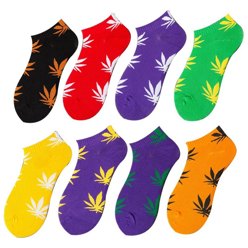 Women Men Maple leaf Print Socks Breathable Sports socks Solid Color Boat socks Comfortable Cotton Ankle Socks One Size