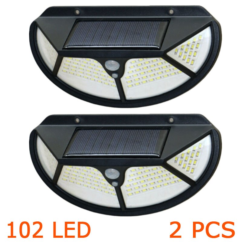 Semicircle 4 sides 102LEDs 3 modes glow motion sensor solar wall light Yard Path Home garden solar energy Induction street lamp: Orange
