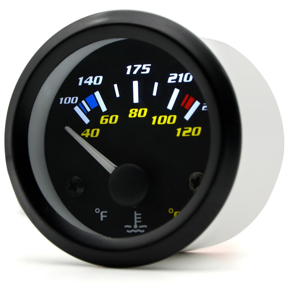 2Inch 52Mm Universele Auto Dual Analoge Water Temperatuur Temp Gauge 40-120C/100-250F Witte Led