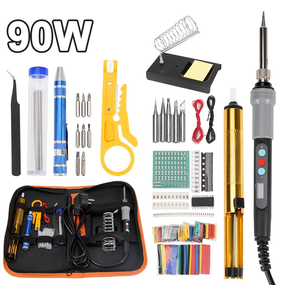 60W / 90W Soldering Iron Kit LED Digital Soldering Gun Adjustable Temperature Controlled Repair Electric 220V Tin Welding Tools: 90W digital gun setB / US