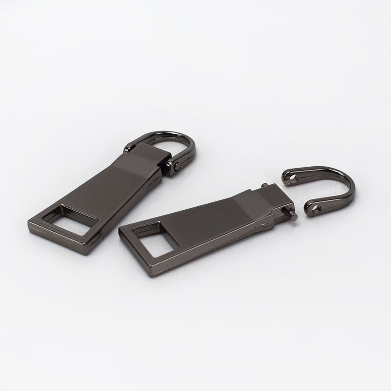 5Pcs Detachable Metal Pullers for 8# 10# 15# Zipper Sliders Head Zip Repair Kits Pulls Tab DIY Handmade Sewing Craft ZT109: gunblack