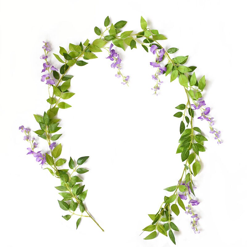 Guirnalda de arco de boda de enredadera de flores, glicinia Artificial, decoración verde falsa, follaje de plantas, hiedra, Fondo de pared, decoración colgante, 180cm