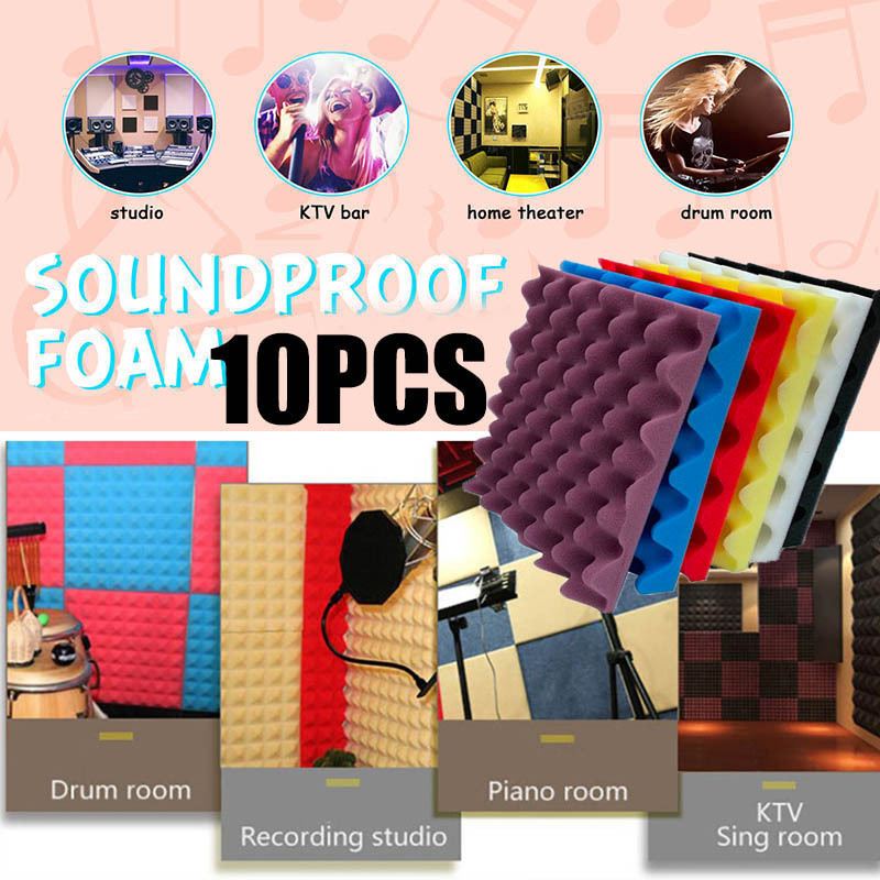 10pcs/set 25x25x4cm Sound-absorbing Sponge Soundproof Sponge Noise Insulation Foam Piano Drum Shed Room Classroom Wall Muffler