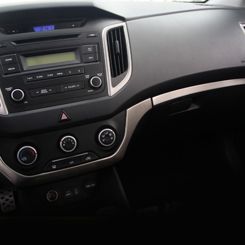 for Hyundai Creta Ix25 Accessories Car Dashboard Central Control Trim Cover Stainless Steel Interior Mouldings