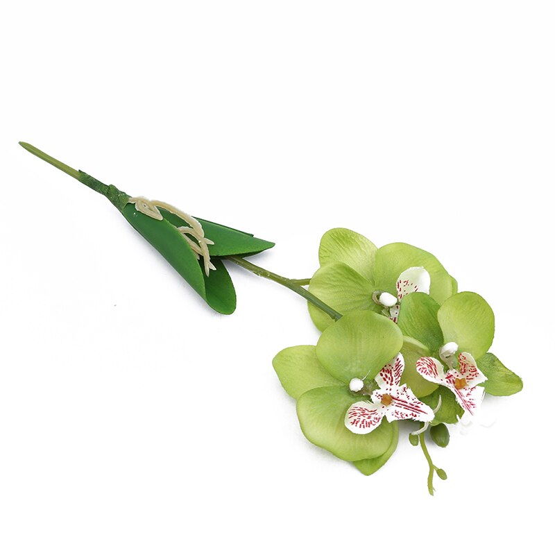 Three Flowers Butterfly Orchid Artificial Flower Pot Plant Plastic Flower Branch Phalaenopsis Family Table Office Decoration
