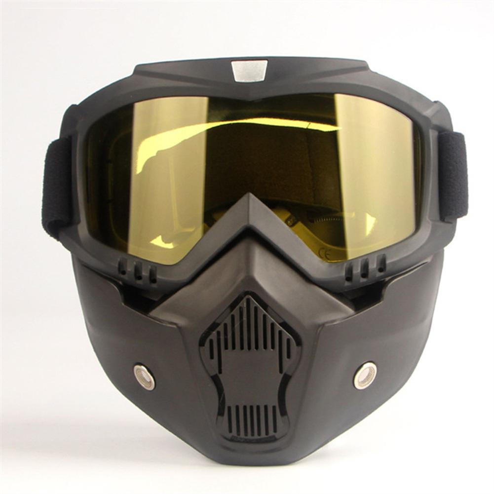 Motorcycle Helmet Riding Goggles Glasses Motocross Anti-Slip Moto Detachable Mask Goggle UV Protection Ski Bike Adjustable: yellow