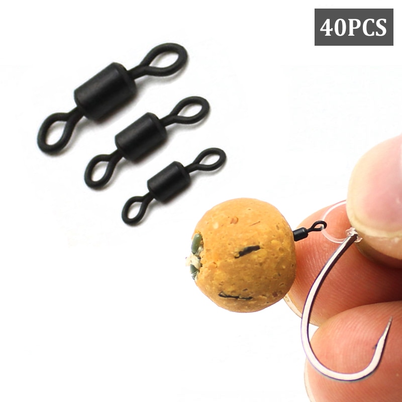 40Pcs Multi Size Micro Karper Visgerei Rolling Swivel Hair Rig Ring Loop Swivel Tear Haar Rigs Karper vissen Accessoires
