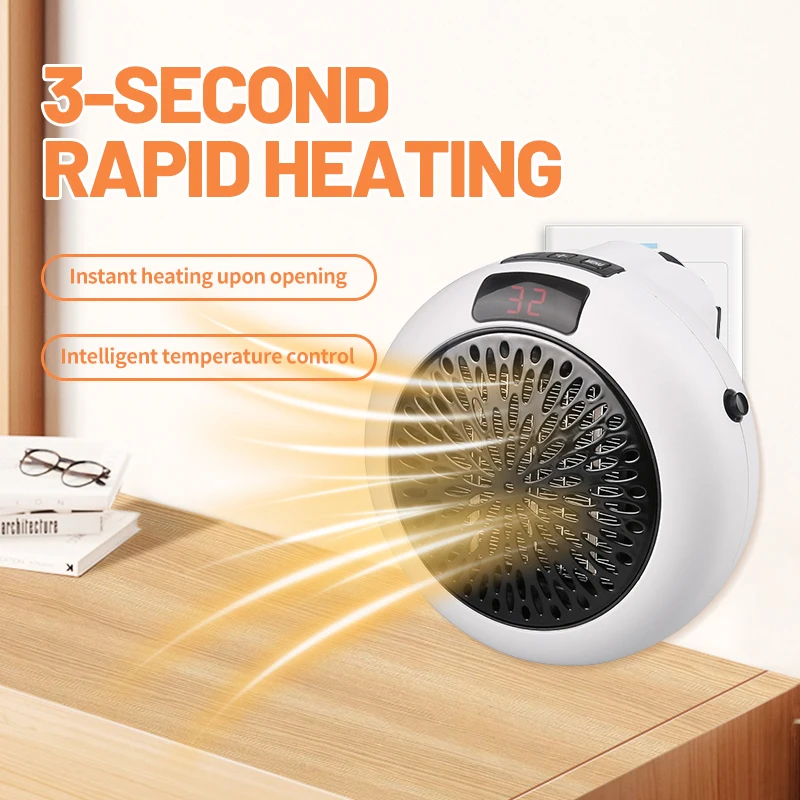 Riscaldatore d'ambiente portatile domestico plug-in riscaldatore d'aria elettrico senza fili 2S riscaldamento rapido ventilatore caldo desktop per il bagno domestico invernale