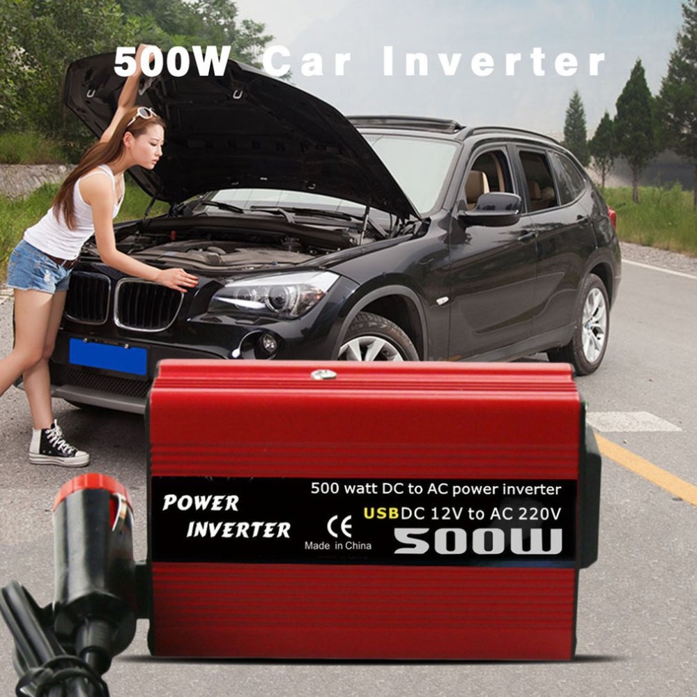 500W DC naar AC Power Converter DC 12V naar 110V 220V AC Auto Omvormer Automatische Transformator met Dual USB Auto Adapter