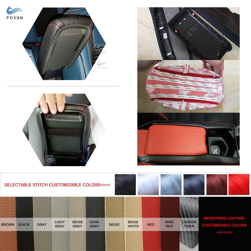 For VW Tiguan L Microfiber Leather Car Interior Center Control Armrest Box Protective Cover Trim