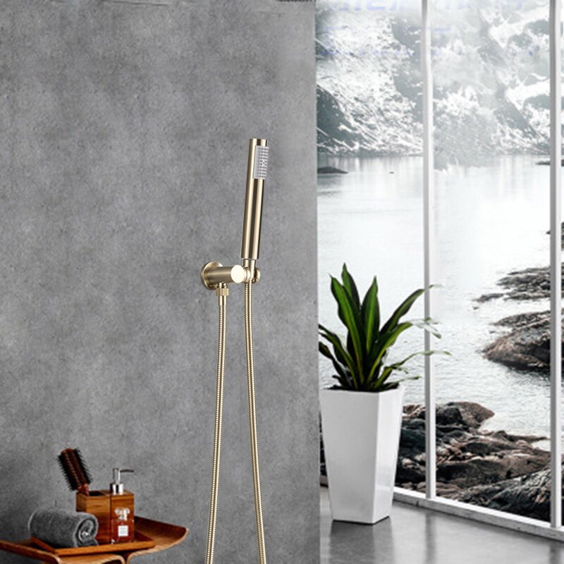 Onyzpily Bidet Kraan Golden Geborsteld Goud Wc Hand Bidet Kraan Wandmontage Rvs Slang Bidet Sproeier Set Kit: Brushed Gold Faucet
