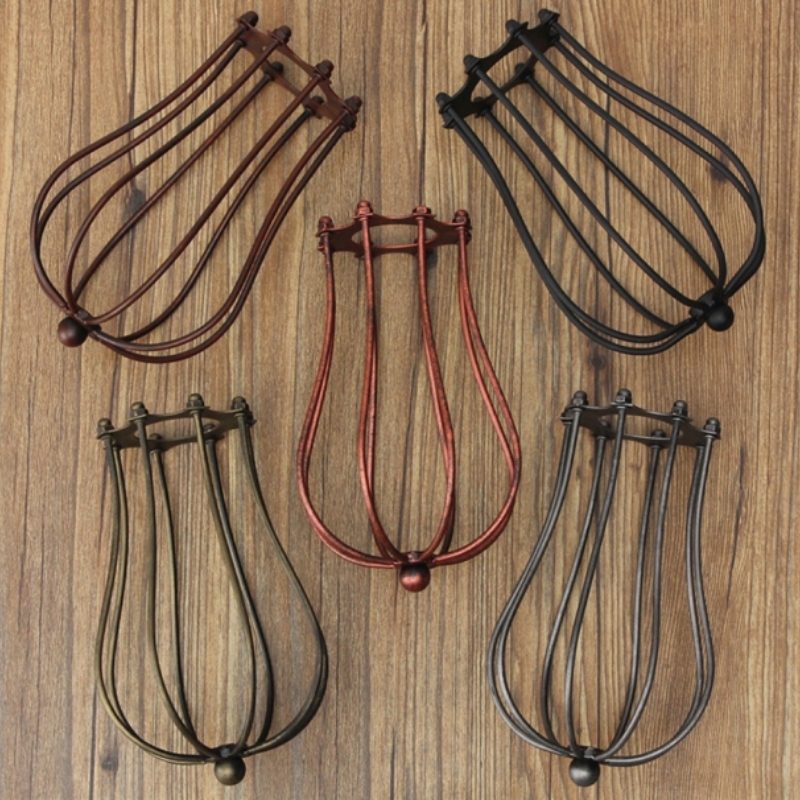 E27 schaduw zwart afgewerkt ijzeren edison lampenkap vintage verlichting kooi schaduw met fitting DIY lampaccessoires