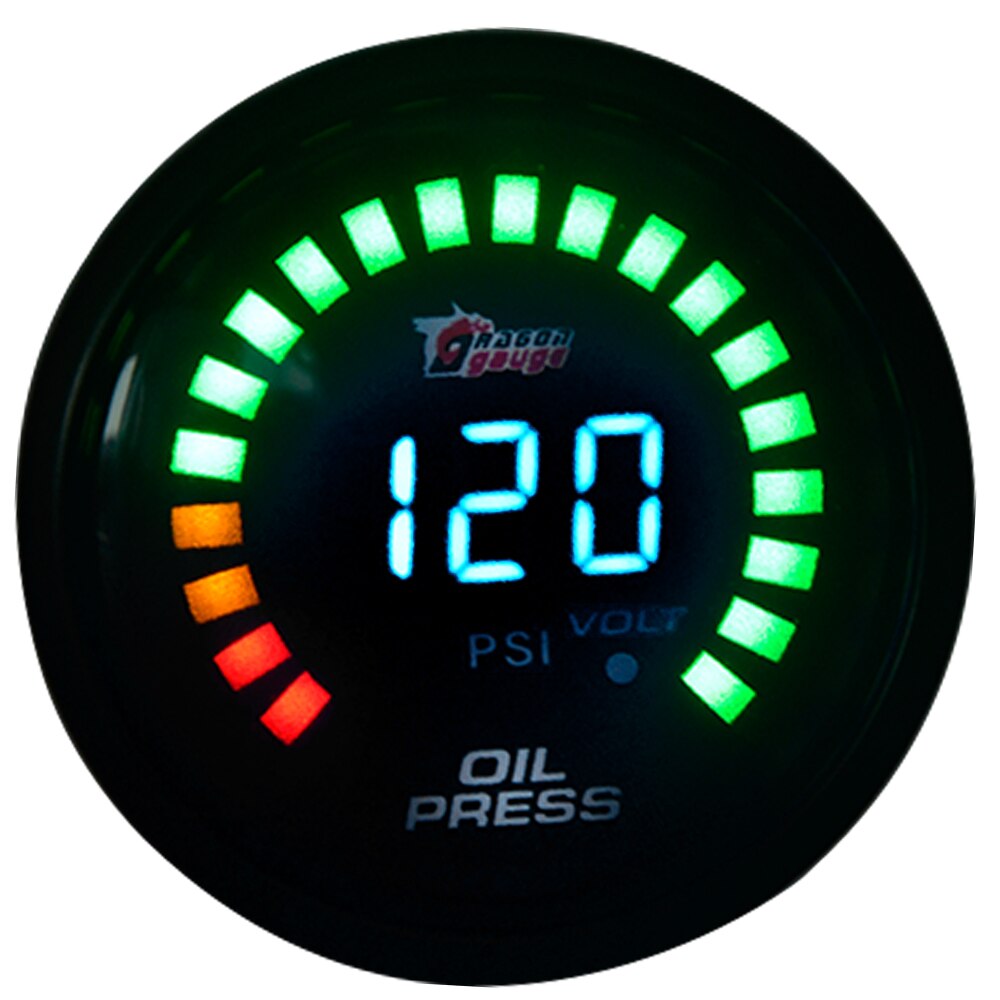 DRAGON GAUGE 2" 52mm Boost/Water Temp/Oil Temp/Oil Pressure/Tachometer/Volt/Air Fuel Ratio/EGT/Vacuum Gauge Meter Digital: Oil Press