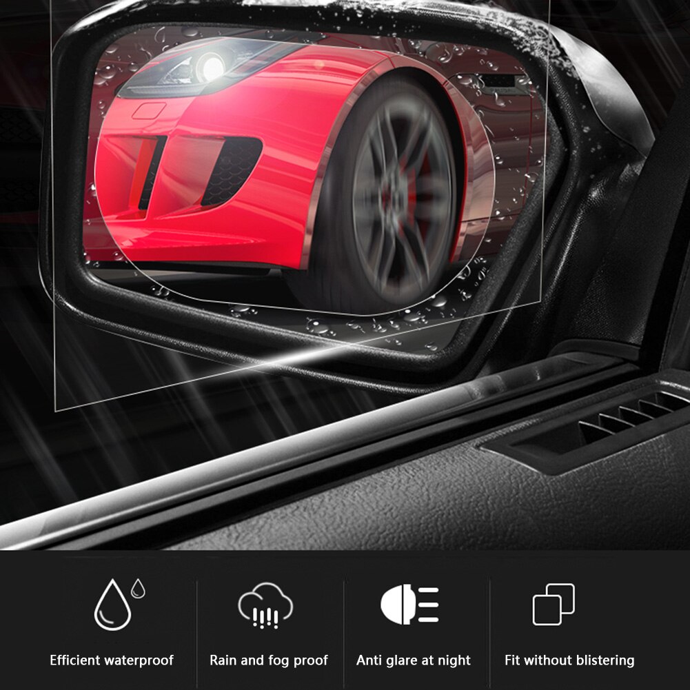 Film de protection universel Anti-buée pour rétroviseur de voiture, 2 pièces, Anti-éblouissement, étanche à la pluie, transparent et étanche